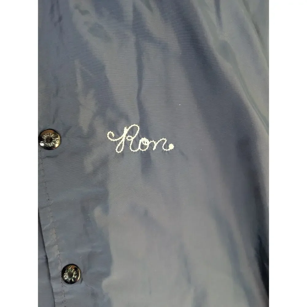 Vintage King Louie Bomber Jacket Mens Large Blue USA Union Made 80s READ/FLAWS